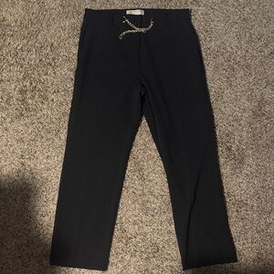 Michael Kors Womens Black Dress Pants with Gold Chain Accent